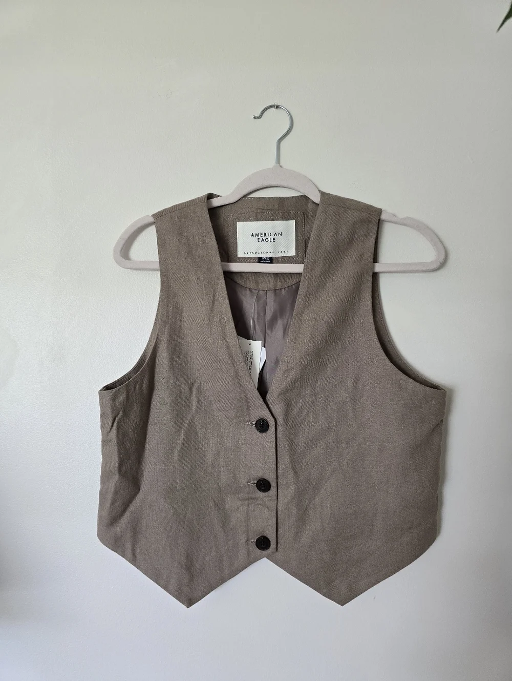 New American Eagle Linen Blend Tan Womens Vest Size M - Picture 6 of 9